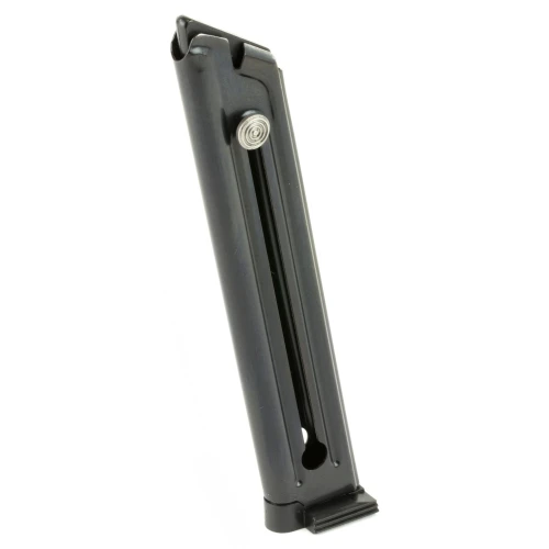 Ruger 90046, firearm magazine for Ruger pistol, black metal magazine with a spring and follower for ammunition feeding.