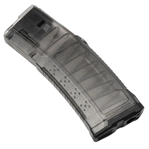 Strike Industries SI-AR-MAG 32-Round AR-15 Magazine, transparent polymer magazine for .223 Remington and 5.56 NATO rifles with enhanced design.
