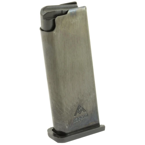 Kel-Tec P3AT-36, firearm magazine with a brushed metal finish and a black base plate.