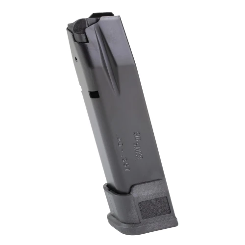 Sig Sauer MAG-MOD-F-43-18, firearm magazine for Sig Sauer pistols with a metal body and black base plate