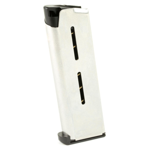 Wilson Combat 47OXC, a metallic gun magazine with a sleek design and black top cap for firearm ammunition storage.