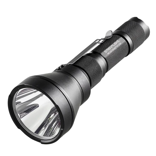 Streamlight 66211 MegaStream HP Rechargeable Flashlight, a high-powered LED flashlight with 310,000 candela and 1,350 lumens, featuring a rugged black body with a textured grip and USB-C charging port for durable, long-lasting illumination.