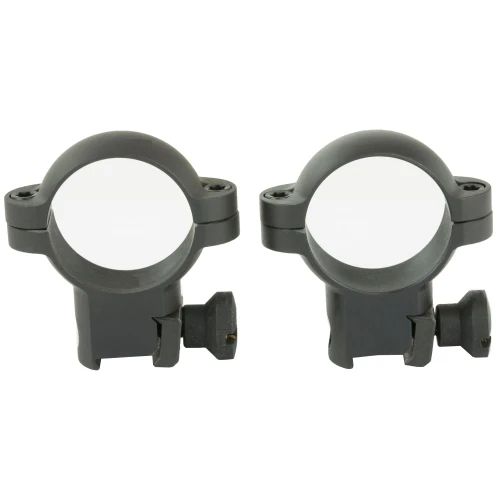 Burris Optics 420076 Rimfire & Airgun Mounting Rings - Premium .22 Receiver Accessories for Reliable Performance, pair of black scope rings with adjustable screws for mounting optics to rimfire and airgun receivers.