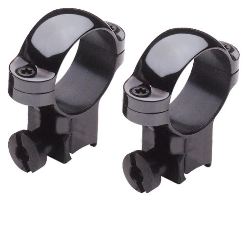Burris Optics 420073 Rimfire & Airgun Mounting Rings, durable and reliable precision mounts for .22 grooved receivers, shown in a close-up image with black finish and adjustable screws.