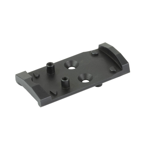 Shield Sights MNT-PDP2-SMS-RMS Mounting Plate for Walther PDP Gen2, durable steel construction, precision optics co-witnessing, black metal finish with mounting holes and raised edges for firearm accessories.