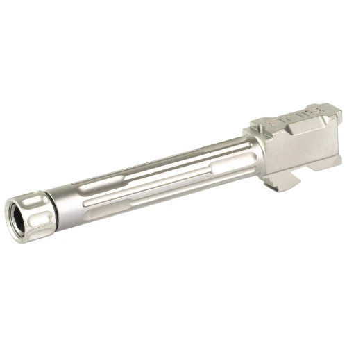 LanTac USA LLC Drop-In Barrel for Glock 17, Precision 416R Stainless Steel, Match Grade Accuracy, Model 01-GB-G17-TH-SS, shot of the stainless steel drop-in pistol barrel.