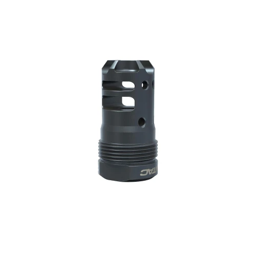 LanTac USA LLC LANTAC Dragon Plan-B DGN338B-PBS Muzzle Brake, a precision recoil control device for 30 caliber firearms, featuring a sleek black finish and vented design for enhanced performance.