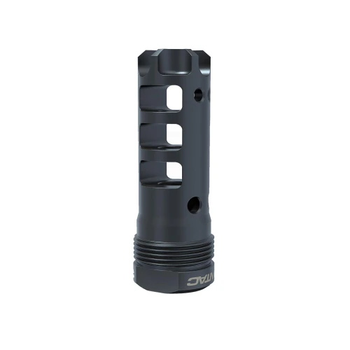 LanTac USA LLC LANTAC Dragon Plan-B Muzzle Brake DGN9MMB-PBL, black tactical muzzle brake with multiple cutouts for superior recoil control and precision shooting upgrade.