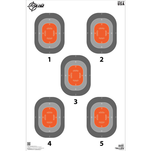 Allen Company 15754 EZ Aim 5-Spot Paper Target, 23x35 inches heavyweight target for handgun training and recreation with five color-coded scoring zones.