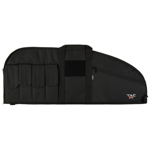 Allen Company 10632 Tac-Six Range Tactical Rifle Case, black gun case with multiple accessory pockets, lockable zipper, and sturdy handle for secure and spacious firearm storage.