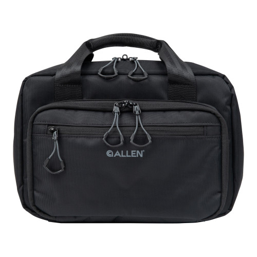 Allen Company 3639 Soft Gun Case for 2 Handguns & 7 Magazines, Durable, Lockable, Padded Firearm Storage Solution, black gun case with multiple compartments and zipper closures.
