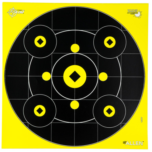 Allen Company EZ Aim Splash Target 15577, an innovative shooting target with splash technology featuring a bright yellow and black design for enhanced accuracy and immediate impact feedback.