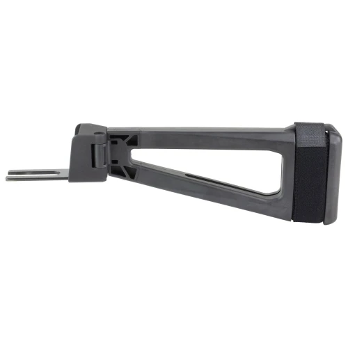 SB Tactical AKTF-01-SB Folding Stabilizing Brace for AK-47/74 Pistols, Left-Folding, Ready to Install, black folding brace shown from the side with its mounting hinge, open-frame support, and adjustable strap on a white background.