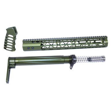 Guntec Usa Guntec USA AIRLITE-SET-308-GREEN AR .308 AIR Lite Series Complete Furniture Set (Anodized Green) - $249.94 at ABCSportZ