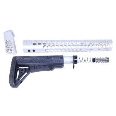 Guntec Usa Guntec USA HC-SET-G2-308-CLEAR AR .308 "Honeycomb" Series Complete Furniture Set (Gen 2) (Anodized Clear) - $248.75 at ABCSportZ