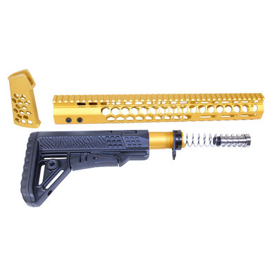 Guntec Usa Guntec USA HC-SET-G2-308-GOLD AR .308 "Honeycomb" Series Complete Furniture Set (Gen 2) (Anodized Gold) - $248.75 at ABCSportZ