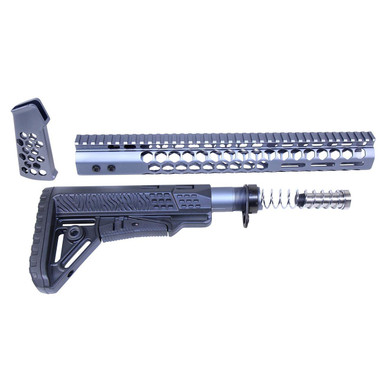 Guntec Usa Guntec USA HC-SET-G2-308-GREY AR .308 "Honeycomb" Series Complete Furniture Set (Gen 2) (Anodized Grey) - $248.75 at ABCSportZ