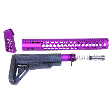 Guntec Usa Guntec USA HC-SET-G2-308-PURPLE AR .308 "Honeycomb" Series Complete Furniture Set (Gen 2) (Anodized Purple) - $248.75 at ABCSportZ
