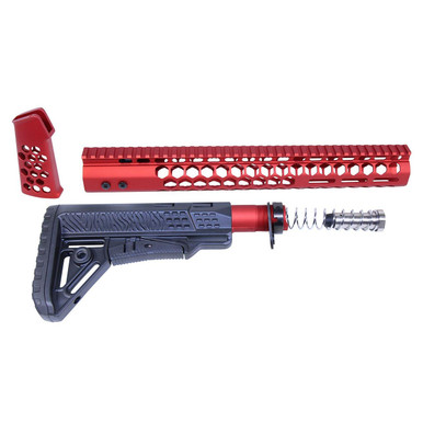 Guntec Usa Guntec USA HC-SET-G2-308-RED AR .308 "Honeycomb" Series Complete Furniture Set (Gen 2) (Anodized Red) - $248.75 at ABCSportZ
