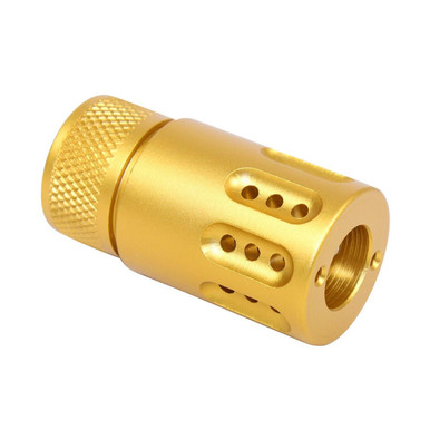 Guntec Usa Guntec USA 1326-MB-P-MINI-308-GOLD AR .308 Cal Mini Slip Over Barrel Shroud With Multi Port Muzzle Brake (Anodized Gold) - $35.00 at ABCSportZ