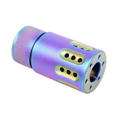 Guntec Usa Guntec USA 1326-MB-P-MINI-RPVD 223/5.56 Rifle Mini Slip Over Barrel Shroud With Multi Port Muzzle Brake (Rainbow PVD Coated) - $61.25 at ABCSportZ