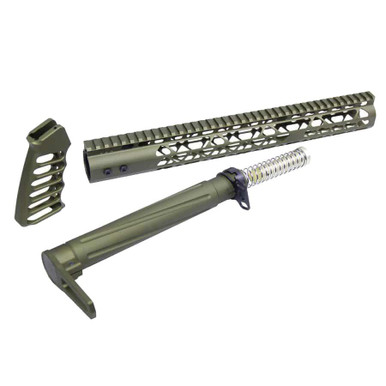 Guntec Usa Guntec USA AIRLITE-SET-GREEN AR-15 AIR Lite Series Complete Furniture Set (Anodized Green) - $242.20 at ABCSportZ