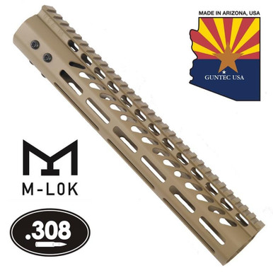 Guntec Usa Guntec USA GT-12MLK-308-E 12" Ultra Lightweight Thin M-LOK System Free Floating Handguard With Monolithic Top Rail (.308 Cal) (Flat Dark Earth) - $119.45 at ABCSportZ