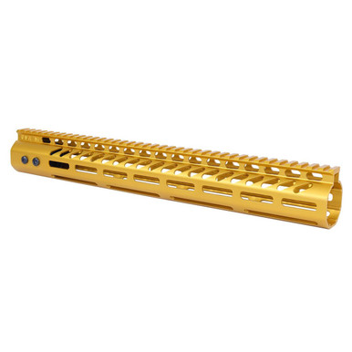 Guntec Usa Guntec USA GT-15MLK-308-GOLD 15" Ultra Lightweight Thin M-LOK System Free Floating Handguard With Monolithic Top Rail (.308 Cal) (Anodized Gold) - $104.33 at ABCSportZ