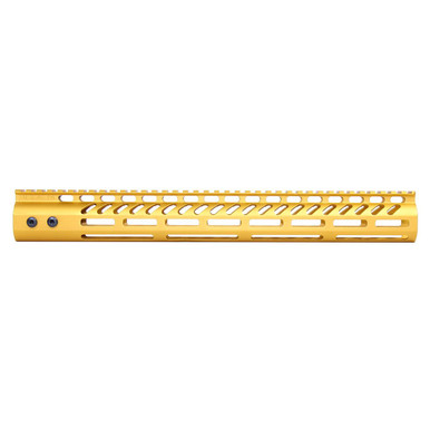 Guntec Usa Guntec USA GT-15MLK-GOLD 15" Ultra Lightweight Thin M-LOK System Free Floating Handguard With Monolithic Top Rail (Anodized Gold) - $104.33 at ABCSportZ
