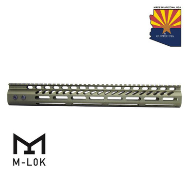 Guntec Usa Guntec USA GT-15MLK-GREEN 15" Ultra Lightweight Thin M-LOK System Free Floating Handguard With Monolithic Top Rail (Anodized Green) - $104.33 at ABCSportZ