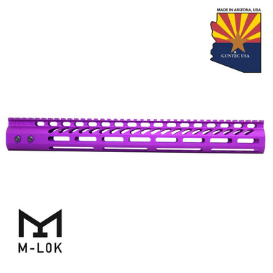 Guntec Usa Guntec USA GT-15MLK-PURPLE 15" Ultra Lightweight Thin M-LOK System Free Floating Handguard With Monolithic Top Rail (Anodized Purple) - $104.33 at ABCSportZ