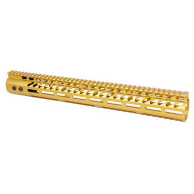 Guntec Usa Guntec USA GT-16.5MLK-308-GOLD 16.5" Ultra Lightweight Thin M-LOK Free Floating Handguard With Monolithic Top Rail (.308 Cal) (Anodized Gold) - $119.45 at ABCSportZ