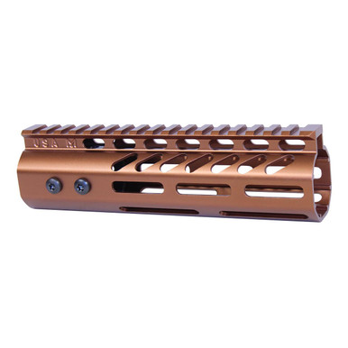 Guntec USA GT-7MLK-308-BRZ 7" Ultra Lightweight Thin M-LOK System Free Floating Handguard With Monolithic Top Rail (.308 Cal) (Anodized Bronze)
