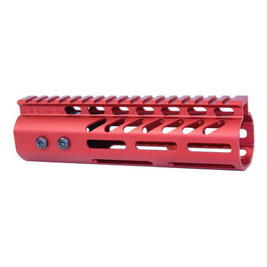 Guntec USA GT-7MLK-308-RED 7" Ultra Lightweight Thin M-LOK System Free Floating Handguard With Monolithic Top Rail (.308 Cal) (Anodized Red)