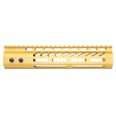 Guntec Usa Guntec USA GT-9MLK-GOLD 9" Ultra Lightweight Thin M-LOK System Free Floating Handguard With Monolithic Top Rail (Anodized Gold) - $81.65 at ABCSportZ