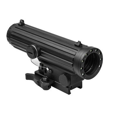 NcSTAR VHLO434GB LIO 4X34Mm Red & White Led Nav Light, Locking Qr Mount, Blue Ill Mil-Dot Reticle Scope
