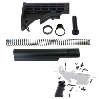 Tiger Rock Inc Tiger Rock Inc. 223LB-LPK16-ST Tactical 223/5.56 Rifle Stock Kit - Mil-Spec 6 Position Buffer Tube with Lower Parts Kit (Excludes Trigger & Hammer) - $62.49 at ABCSportZ