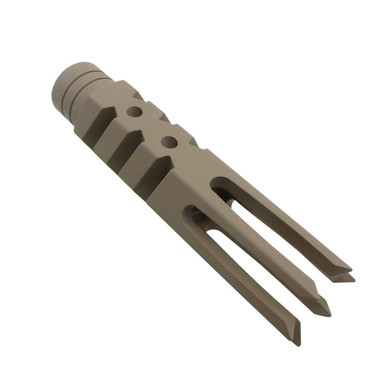Tiger Rock Inc Tiger Rock MBR25LONG-FDE+JN2 4" Zombie Slayer Muzzle Brake for AR-15/.223/5.56 - CNC Machined, Cerakote FDE Finish - $40.59 at ABCSportZ