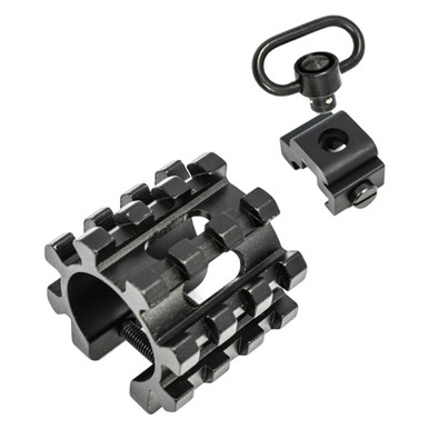 Tiger Rock Inc. MT025+SA005+QD 12GA 1" Shotgun Mag Tube Picatinny Rail Mount with QD Sling Base - Durable Aluminum Construction with 5 Adjustable Angles