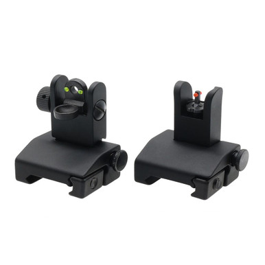 Tiger Rock Inc. RS008RC Fiber Optic Flip Up Sights - Lightweight Aluminum Front & Rear Sights with Red/Green Dots for Picatinny & Weaver Rails