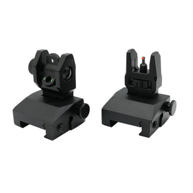 Tiger Rock Inc. RS011RC AR Fiber Optic Flip Up Sights with Red & Green Dots - Durable 6061-T6 Aluminum, Picatinny/Weaver Compatible