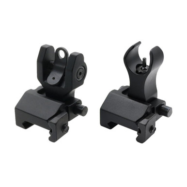 Tiger Rock RS052 AR Flip Up Mini Front and Rear Sight - Durable 6061-T6 Aluminum, Non-Reflective Black Finish, Fits Picatinny/Weaver Rails