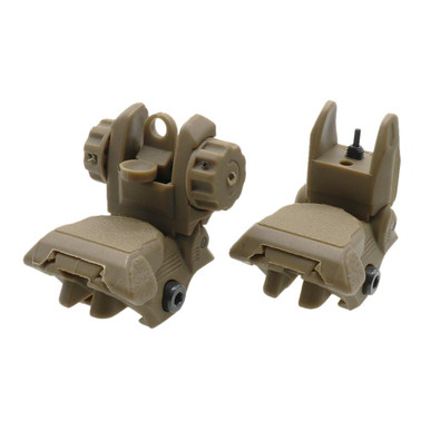 Tiger Rock Inc. RSPOL-T Tactical Flip Up Front and Rear Sight - Lightweight Tan Polymer for Picatinny/Weaver Rails