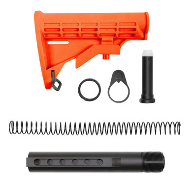 Tiger Rock Inc Tiger Rock Inc. ST003M-ORG Collapsible AR-15 Stock with Mil-Spec 6-Position Buffer Tube Kit in Cerakote Hunter Orange - .223/5.56 Compatible Tactical Upgrade - $41.24 at ABCSportZ