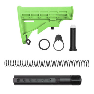 Tiger Rock Inc Tiger Rock Inc. ST003M-ZBG+ST007M Collapsible Carbine Stock - Cerakote Zombie Green AR-15 Upgrade with 6-Position Buffer Tube Kit | Mil-Spec Performance - $41.24 at ABCSportZ