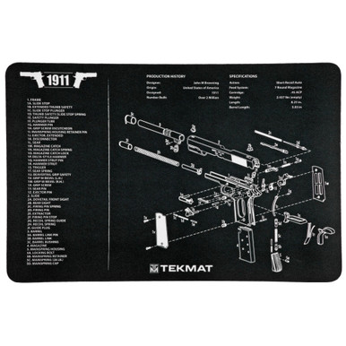 Tekmat TekMat TEK-R17-1911 Firearm Cleaning Mat with Exploded Parts Diagram - Soft Thermoplastic Fiber & Neoprene Rubber Base - $8.40 at ABCSportZ