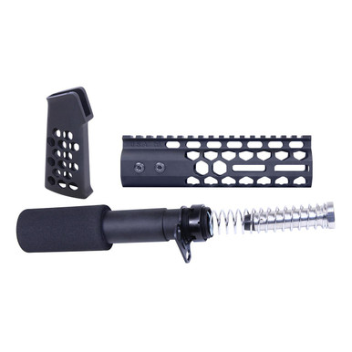 Guntec Usa Guntec USA AR-HCP-SET-BLACK AR-15 Honeycomb Pistol Furniture Set (7") (Anodized Black) - $155.94 at ABCSportZ