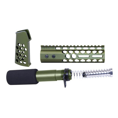 Guntec Usa Guntec USA AR-HCP-SET-GREEN AR-15 Honeycomb Pistol Furniture Set (7") (Anodized Green) - $155.94 at ABCSportZ