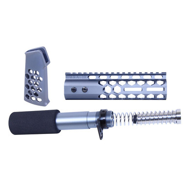 Guntec Usa Guntec USA AR-HCP-SET-GREY AR-15 Honeycomb Pistol Furniture Set (7") (Anodized Grey) - $155.94 at ABCSportZ
