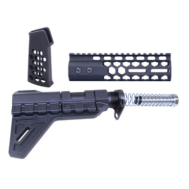 Guntec Usa Guntec USA AR-HCP-SET-PB-BLACK AR-15 Honeycomb Pistol Furniture Set With Brace (7") (Anodized Black) - $179.94 at ABCSportZ